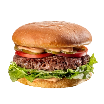 Бургер классик с мраморной говядиной и маринованными огурчиками