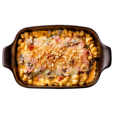 Мак-н-чиз с ветчиной и грибами