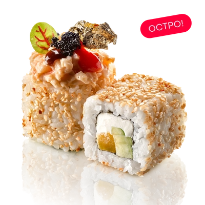 Голд ролл с креветкой, манго и пряным соусом