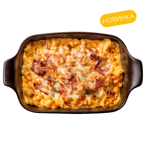 Мак-н-чиз с цыпленком и жареным беконом