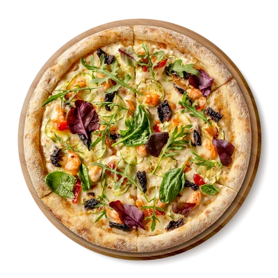 Пицца с креветками, цукини и вялеными томатами Fresh